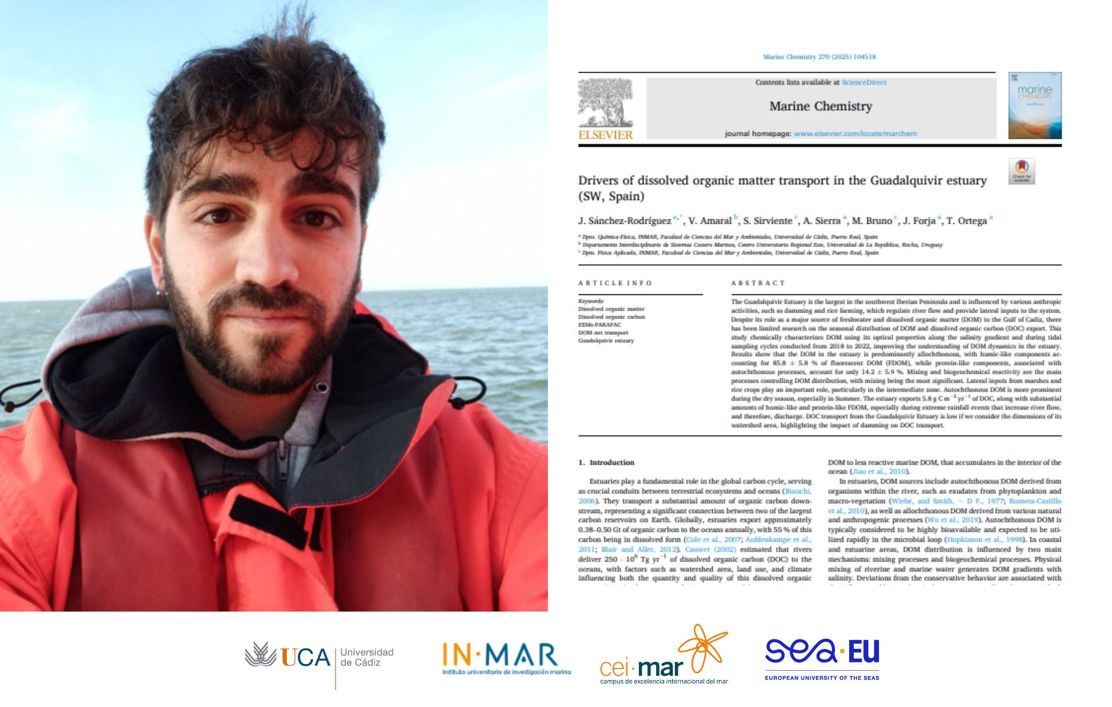 El investigador Jairo Sánchez Rodríguez publica un artículo sobre materia orgánica disuelta en el Guadalquivir