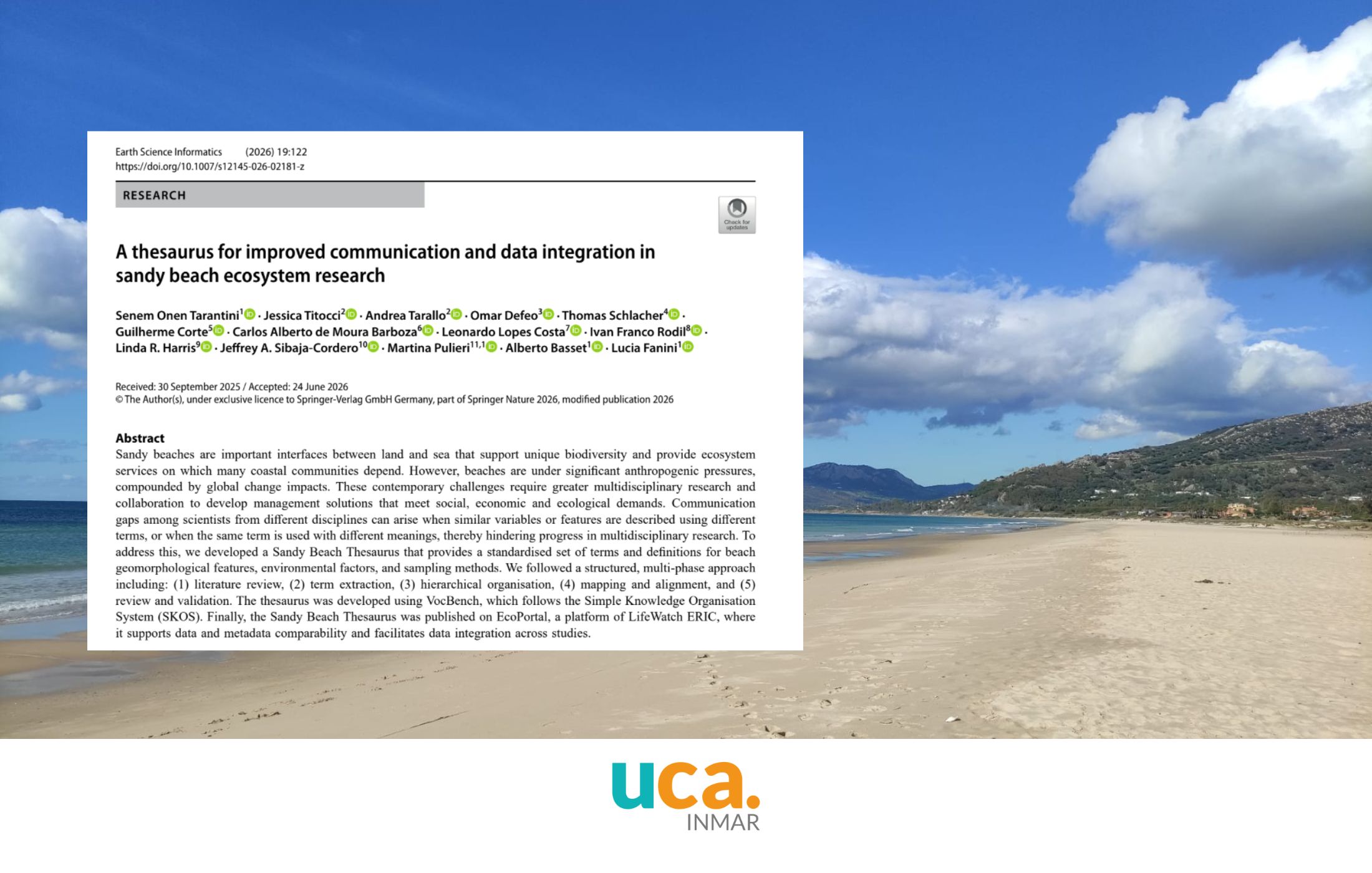Desarrollo de un tesauro internacional para la investigación sobre playas arenosas